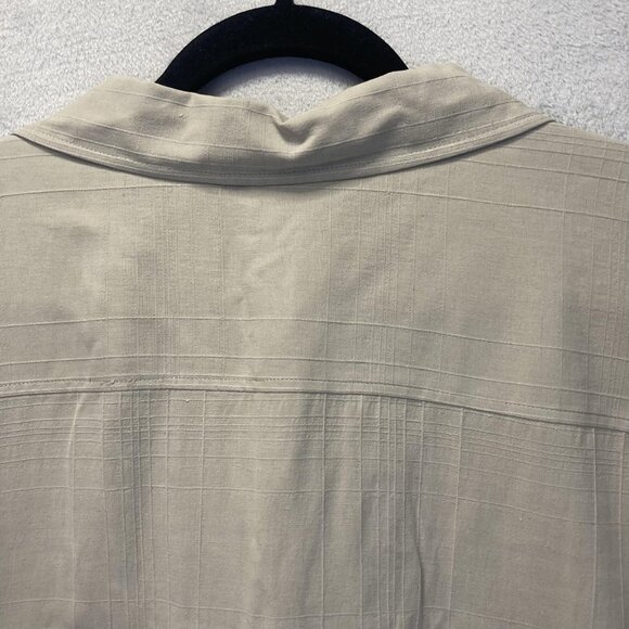 NWT Joseph & Feiss 100% Silk Button Up Shirt Mens 3XL Beige Classic Short Sleeve - Picture 12 of 13